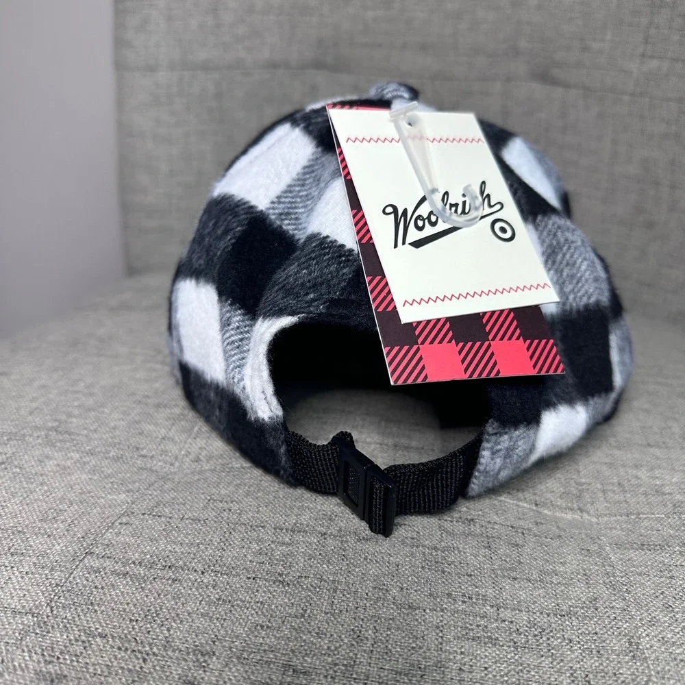 Woolrich Buffalo Plaid Baseball Cap One Size Adjustable Strap Black‎ White